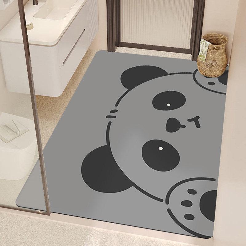 Tapete de Banheiro Absorvente Antiderrapante de Lama Diatomácea Nórdica - Design de Desenho Animado para Vaso Sanitário e Entrada.