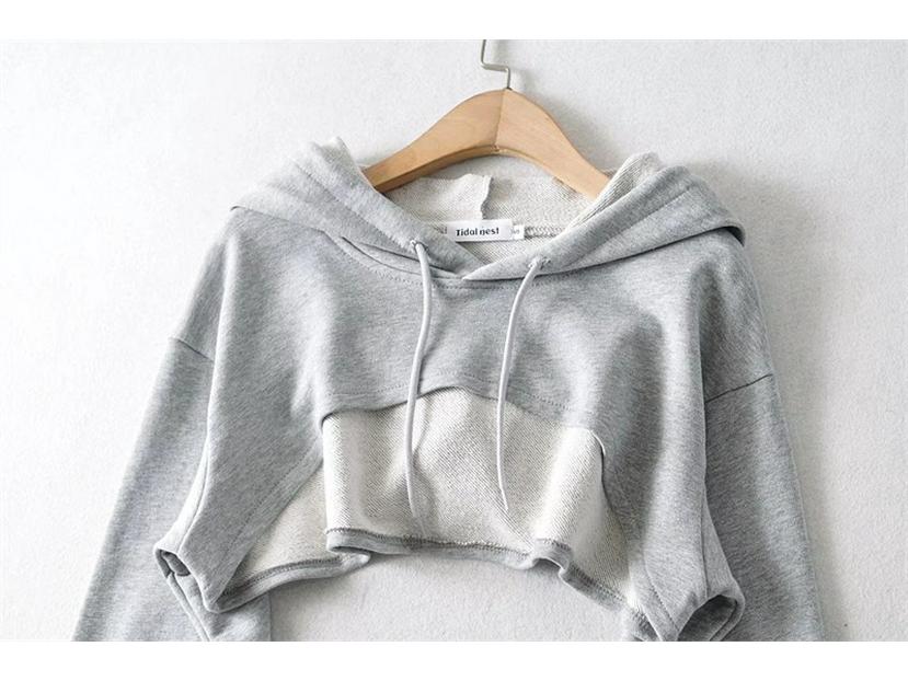 Spring Women's European-American Style Drawstring Hoodie - Solid Color, Versatile Long Sleeve Sweatshirt