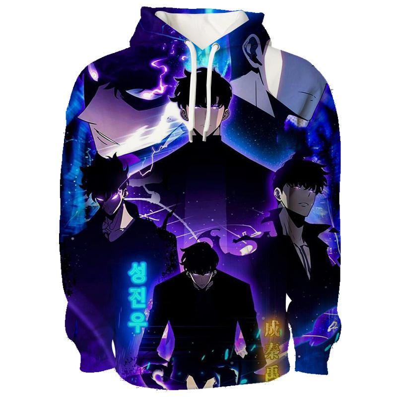 Anime Mikina Solo Leveling Pro Muže Ženy Potisk Sung Jin Woo Mikina s Kapucí Manga Ležérní Svetry Streetwear Hip Hop Svetr