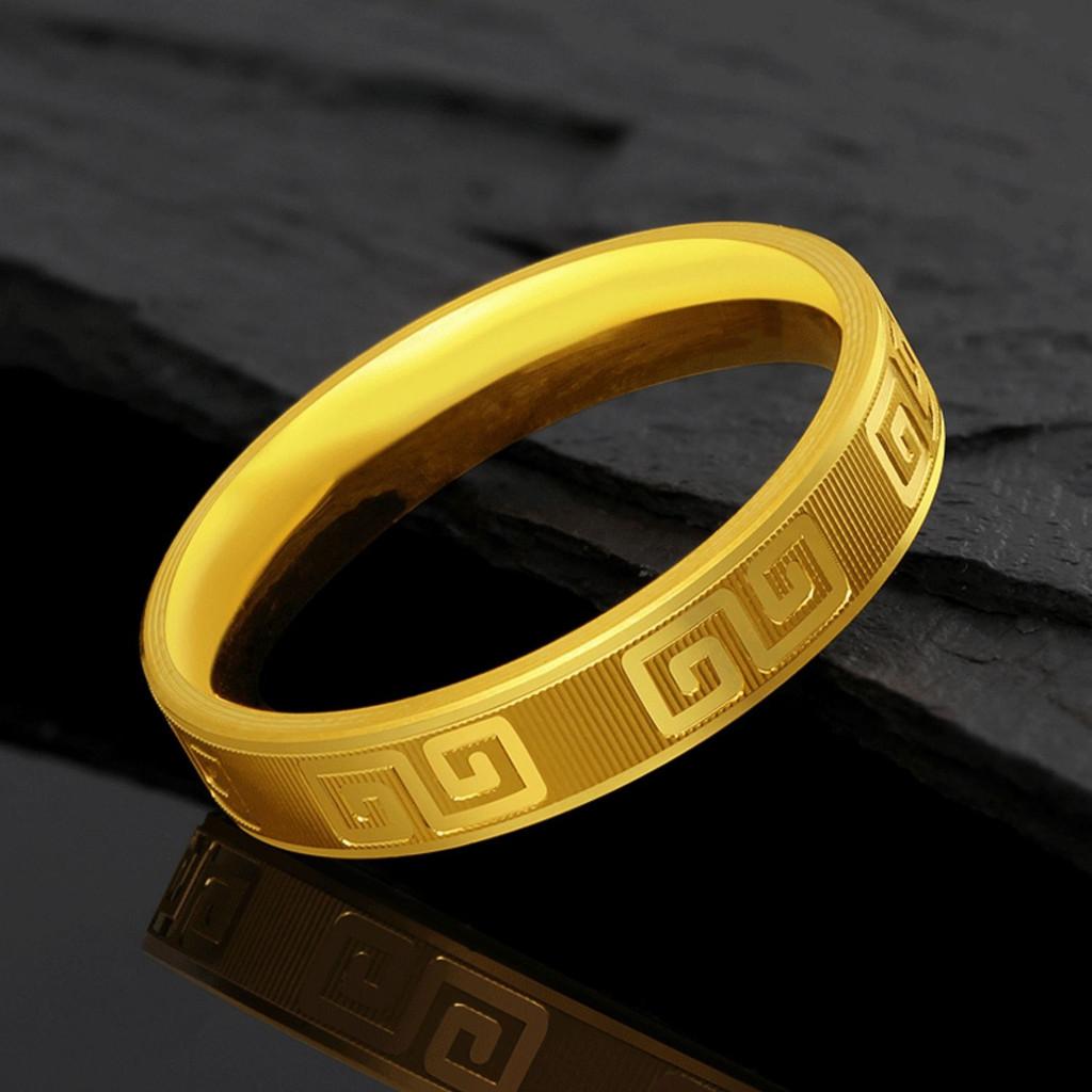 Plated Luxurious Gold Vietnamese Ring Stylish Retro Pattern Unisex Design For Celebrations Special