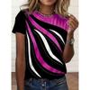Damen-T-Shirt mit kontrastierendem geometrischem Print - Retro-Ethno-Stil, kurzärmelig, Rundhalsausschnitt, lässiges Oberteil in Schwarz/Grün/Weiß