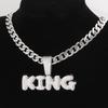 European & American Hot Selling Diamond Hip Hop Cuban Link King English Letter Necklace for Men