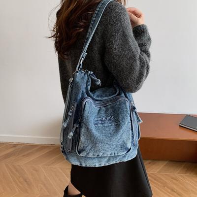 Denim Umhängetasche Große Kapazität Multifunktionale Tragetasche Leichte Umhängetasche