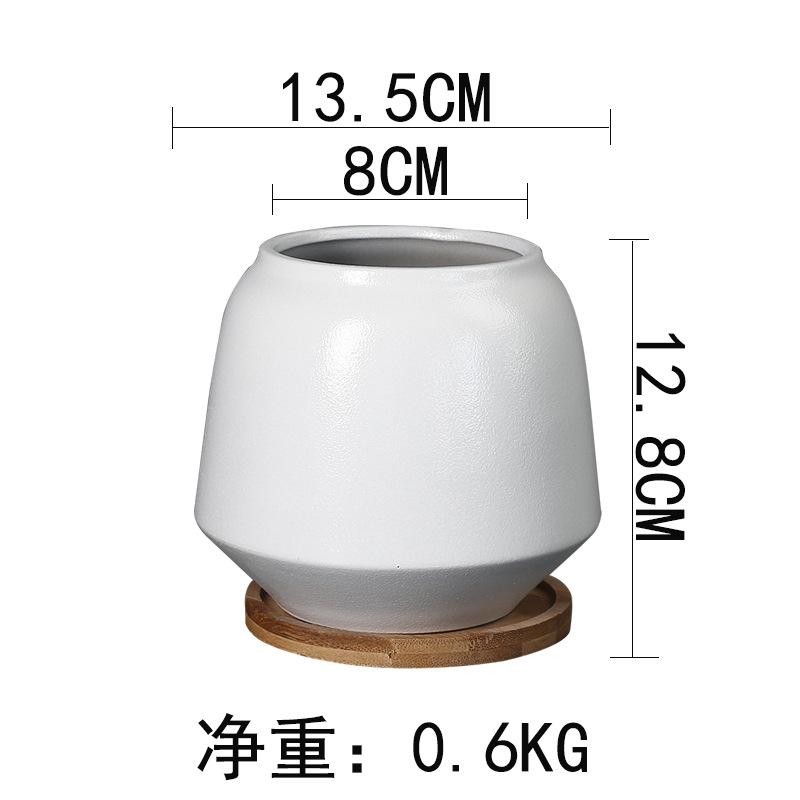 Ceramic Flower Pot Retro Creative Flower Pot Green Plant Flower Device Desktop Flower Pot Succulent Simple Ins Matte Pot Table Decoration