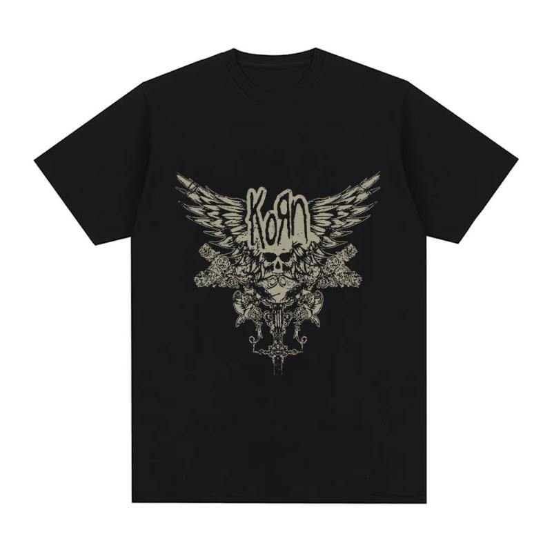 Summer Men Summer Polyester T-Shirt Fashion Top Tees Male Casual Short Sleeve Clothing Korn Music Streetwear Rock Band Unisex