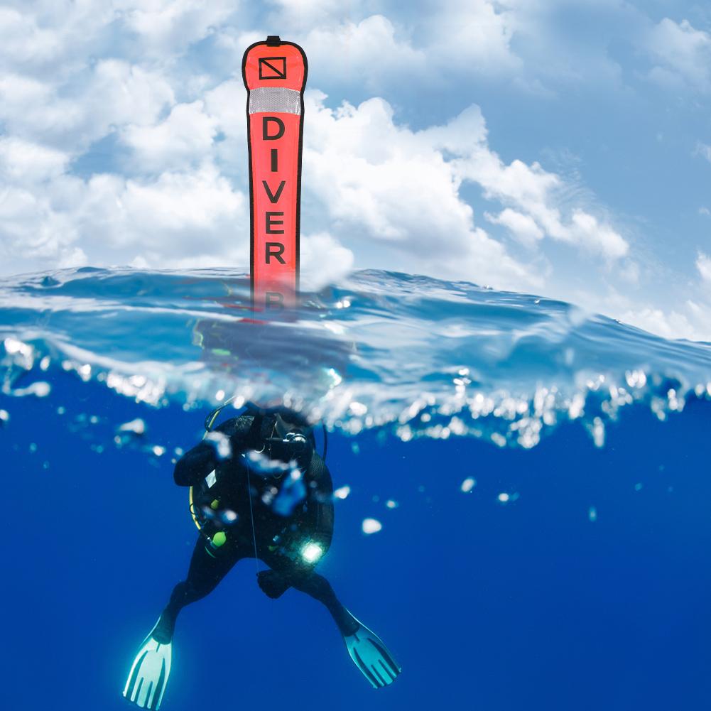 Inflatable Scuba Diving SMB Surface Signal Marker Buoy Accessory(Fluorescence Orange, 1.2m)
