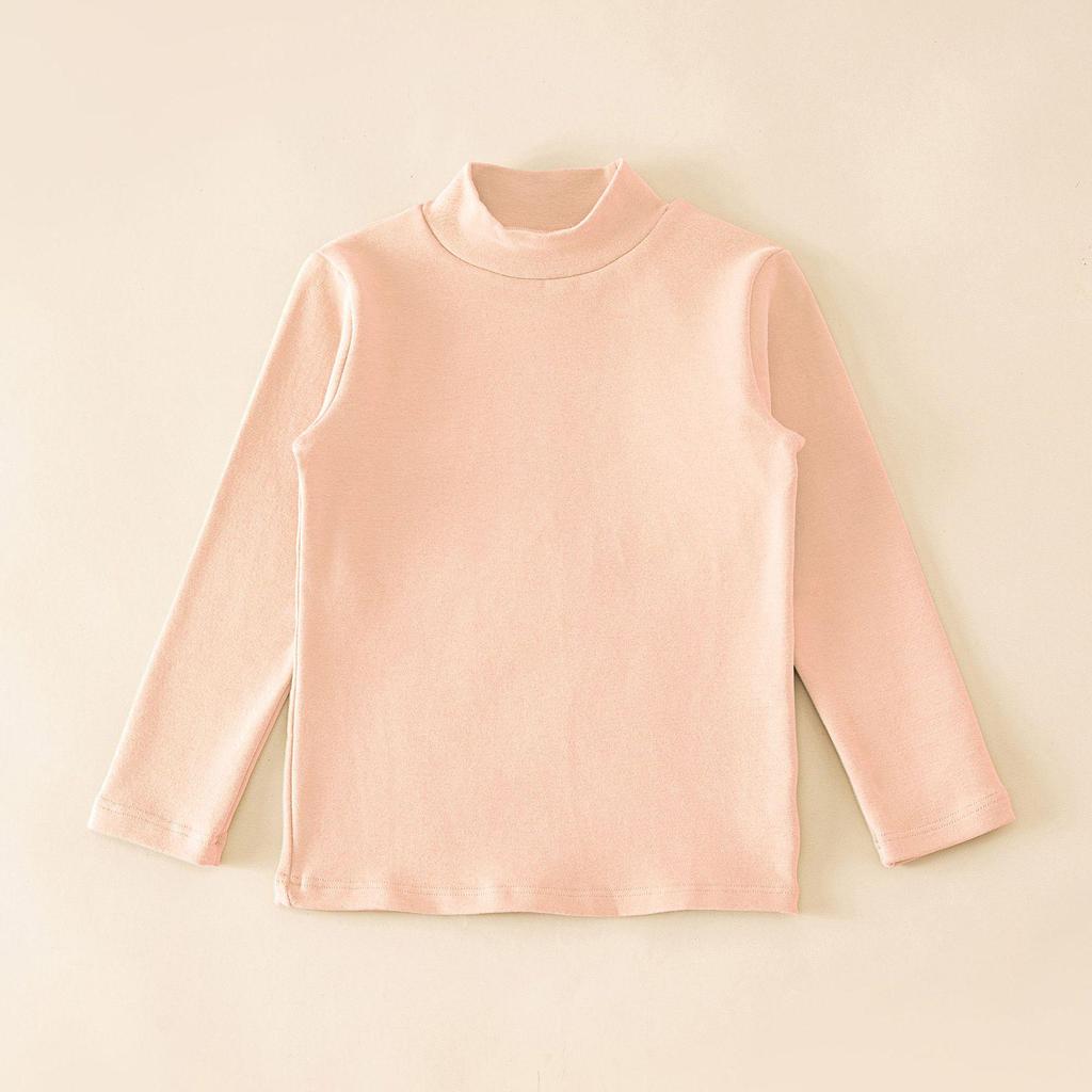 2024 Kids' Warm Long-Sleeve Mid-Collar Cotton T-Shirt for Autumn & Winter