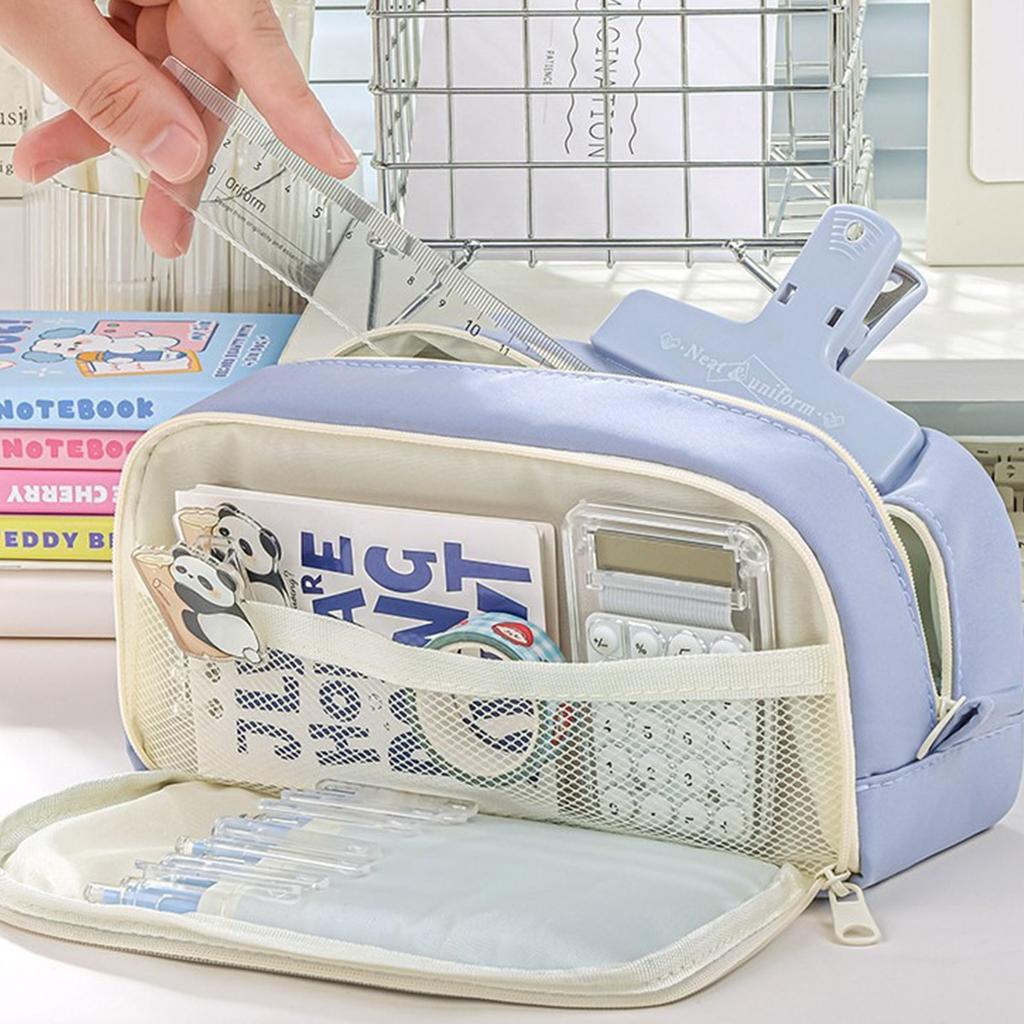 Double-layer Pencil Case Simple Large Capacity Pencil Case High-value Korean Pencil Case Primary School Student Stationery Bag