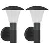 VidaXL Appliques murales d'extérieur 2 pcs noir acier inoxydable, éclairage mural d'extérieur, lampe murale de jardin, 4006241