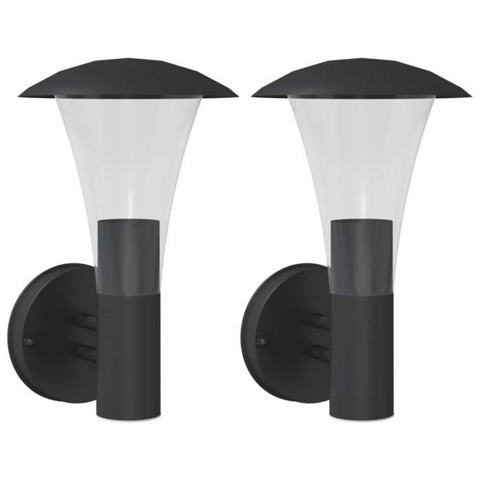 VidaXL Appliques murales d'extérieur 2 pcs noir acier inoxydable, éclairage mural d'extérieur, lampe murale de jardin, 4006241