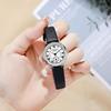Simple Retro Student Watch High-End Small Seconds Quartz Watch Women'S Niche Lychee Pattern Belt Watch
