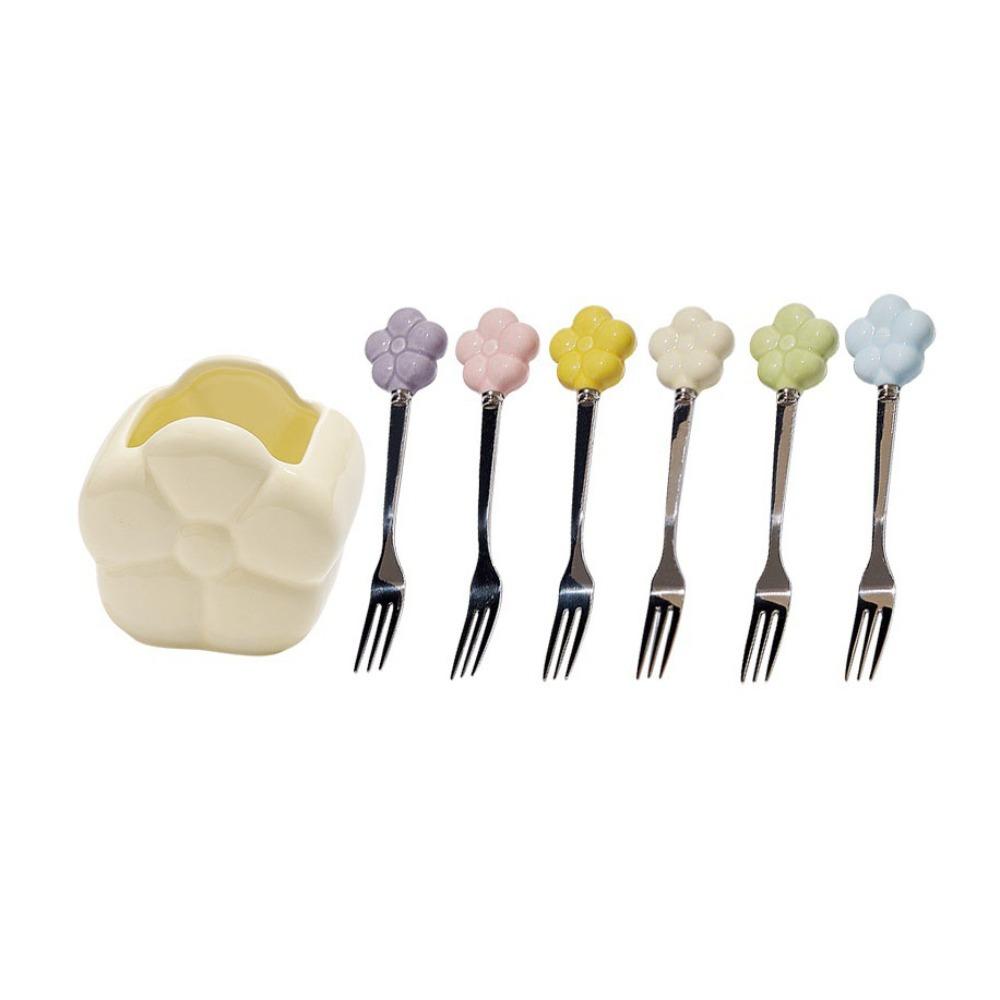 Creative Flower Fruit Fork Set Cartoon Fruit Stick Set  Kitchen Supplies