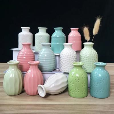 1 minijarrón de cerámica color caramelo, maceta de escritorio para aromaterapia, arreglos florales, adornos hidropónicos para el hogar, manualidades.