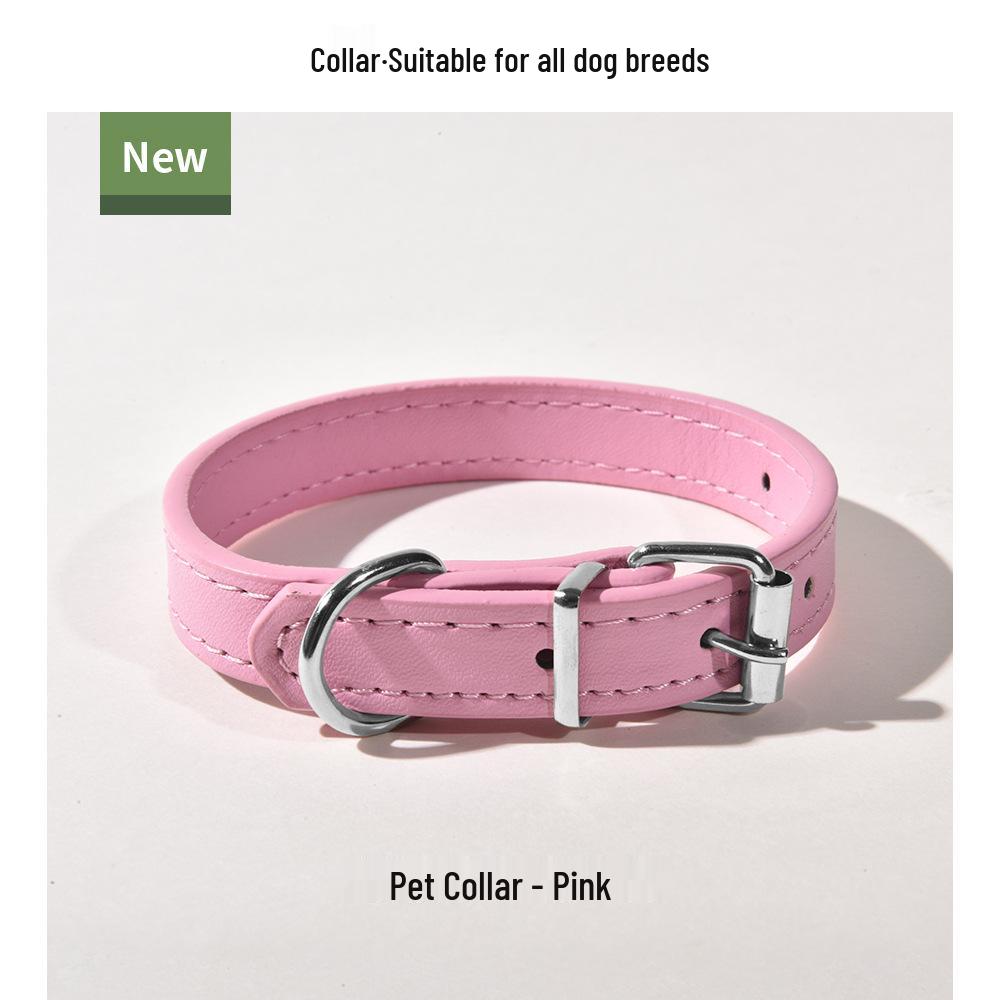 PU Leather Dog & Cat Collar for Small/Medium Breeds - Outdoor Walking Accessory