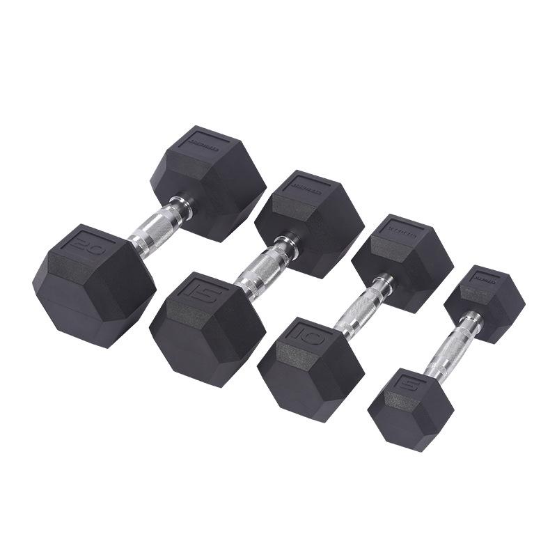 Hex Cast Iron Rubber Coated Dumbbell - Men's Strength Training Equipment