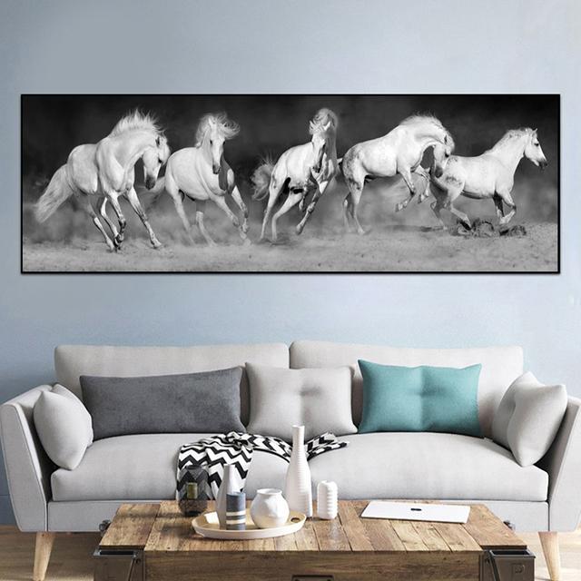 Animal seven running horses painting oil on canvas abstract posters and prints wall panels for the living room home decor without frames