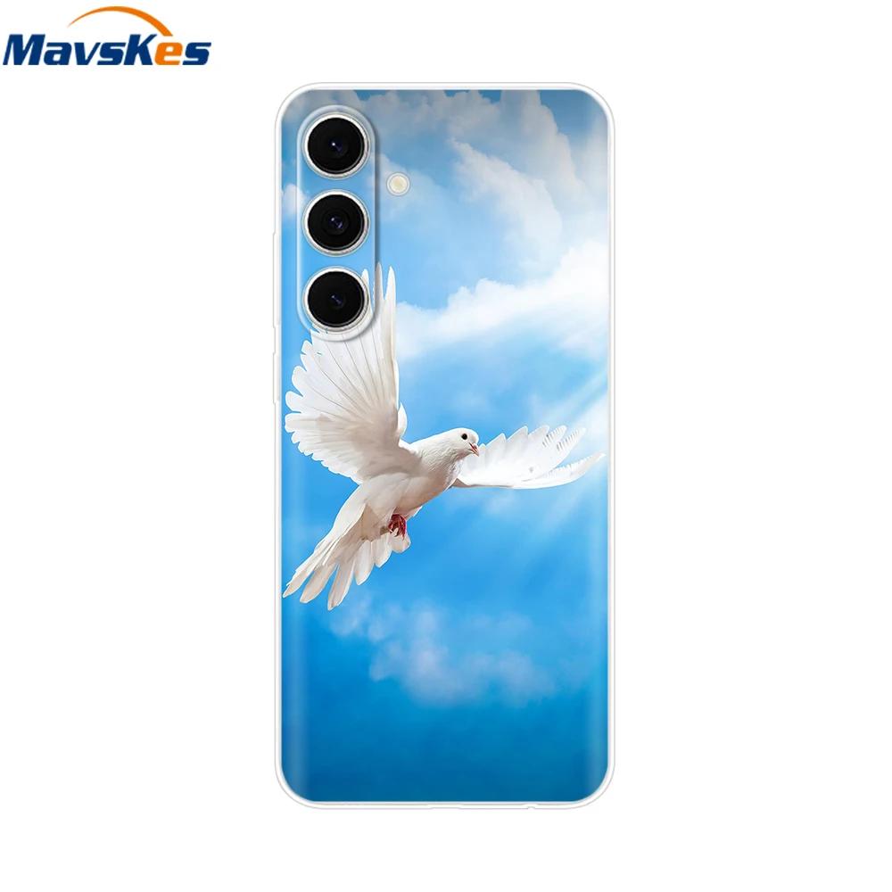 For Samsung S24 FE Case Stylish Flowers Painted Cover Clear Silicone Phone Case for Samsung Galaxy S24 S24FE Soft Shell Fundas