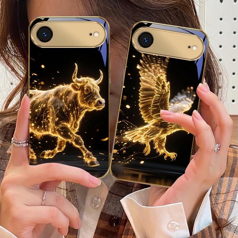 Golden Dragon Totem For IPhone 17Pro Max 16 17 Pro 15 Pro 14 13 Plus 12 Mini 11Pro Max XR 16E 17Air Golden Glass Phone Case