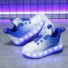 29-38 Children's Plus Size Fashionable Two Wheel Disassembly Into Flat Sports Shoes LED Illuminated Sports Shoes Ice Skates