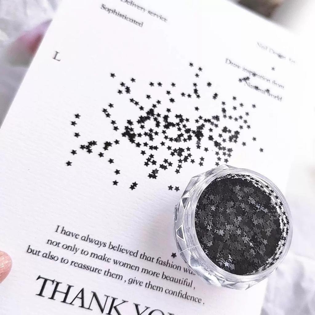 3pc Tiny Star Glitter Nail Flake Golden Silvery Black Small Pentagram Nail Seqiuns Kawaii Korean DIY Manicure Accessories