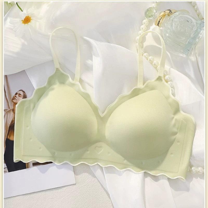 Women Seamless Invisible Thin Wireless Comfortable Push Up Sleep Bra With Thin Straps