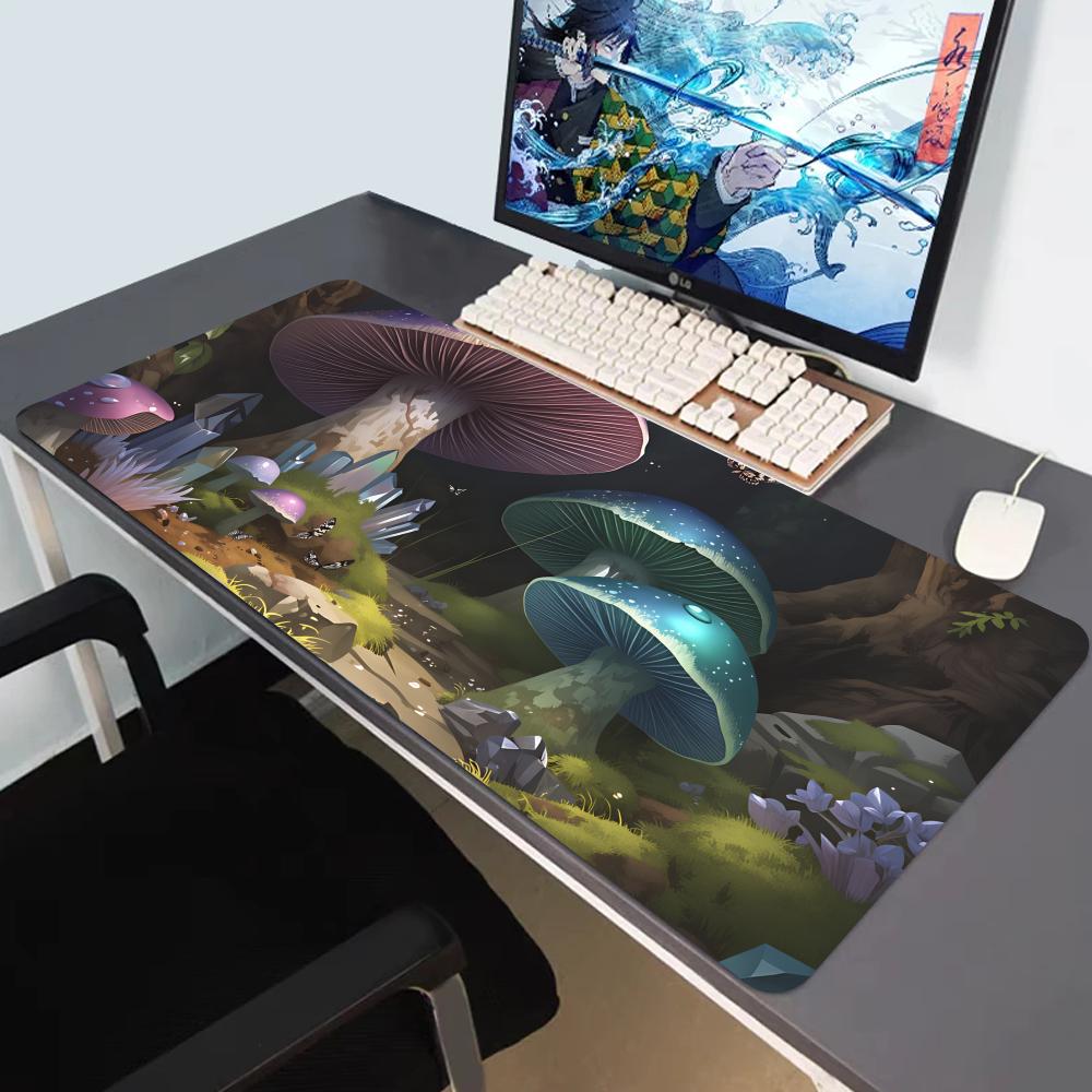 HYBXAXC Enchanted Mushroom Forest Desk Mat Magical Bioluminescent Fantasy Mousepad Moonlit Cottagecore Fairycore Gaming Mouse 800x400x2mm