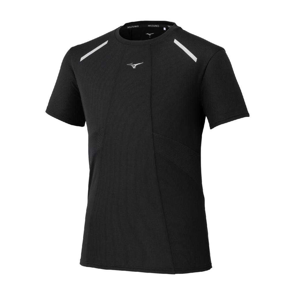 Mizuno Running Wear Dry Aeroflow Short Highly Quick Black T-Shirt, Sleeve, Breathable, Drying, Sports, J2MAC004, Men's,