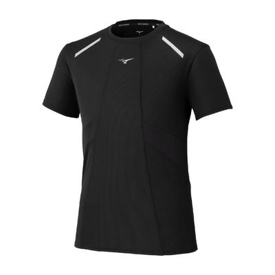 Running Wear Dry Aeroflow Short Highly Quick Black T-Shirt, Sleeve, Breathable, Drying, Sports, J2MAC004, Men's,