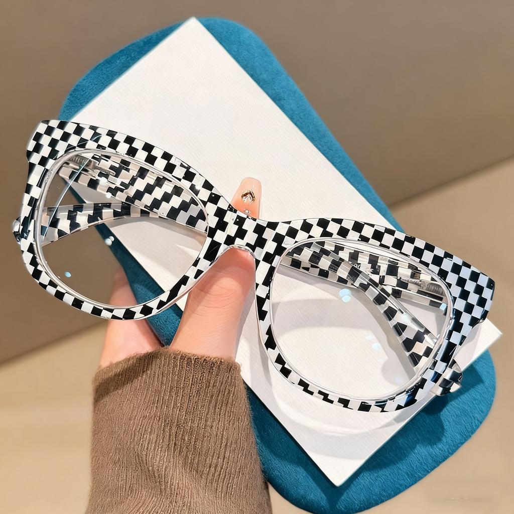 New Fashionable Large Frame Women Reading Glasses Retro Neutral Anti Blue Light High Quality Personalized Printed