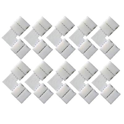 10mm Strip Light- Corner Connectors 4 Pin 90 Degree L Shape LED- RGB- 10Pcs