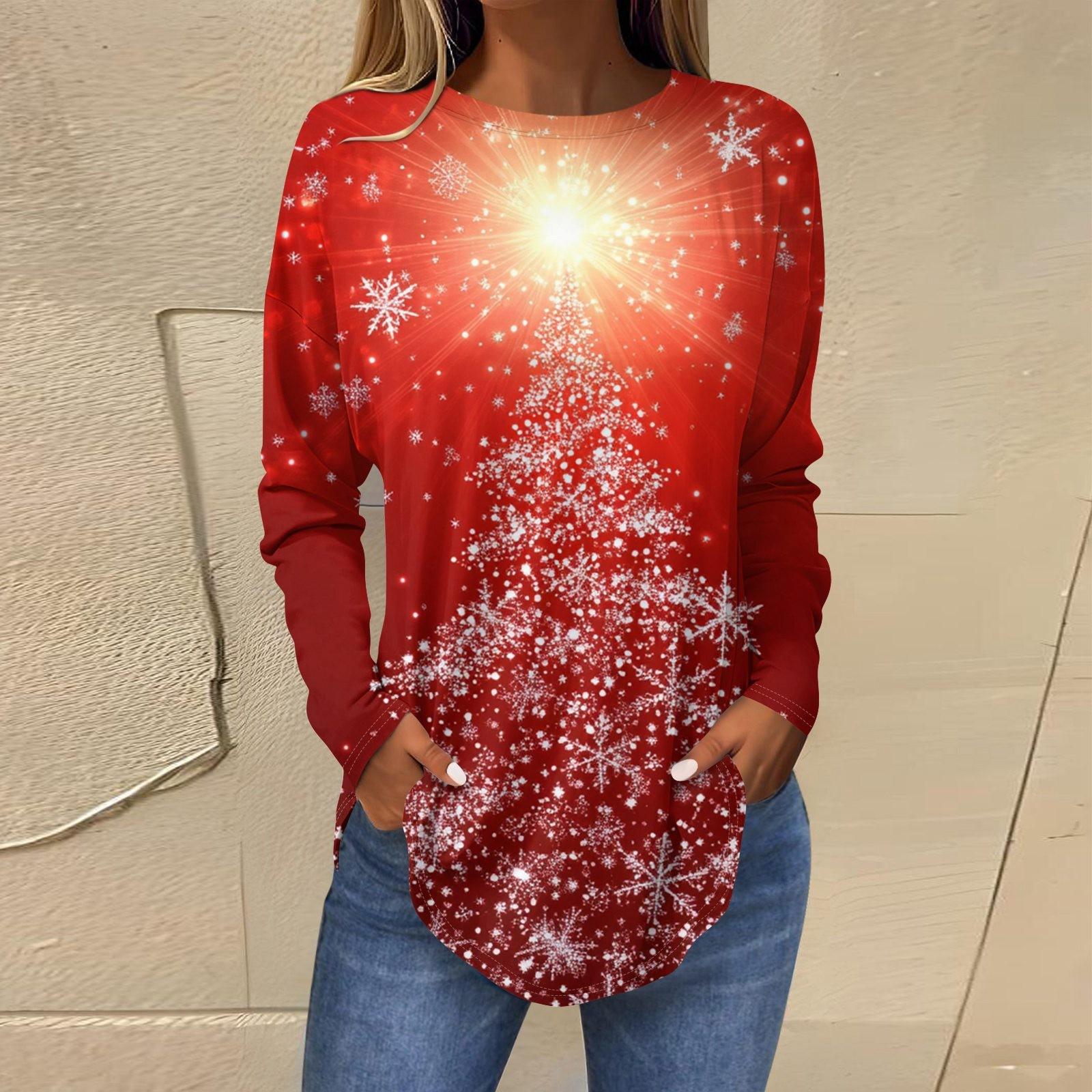 Женские свободные топы с круглым вырезом и капюшоном с длинными рукавами — фото 7