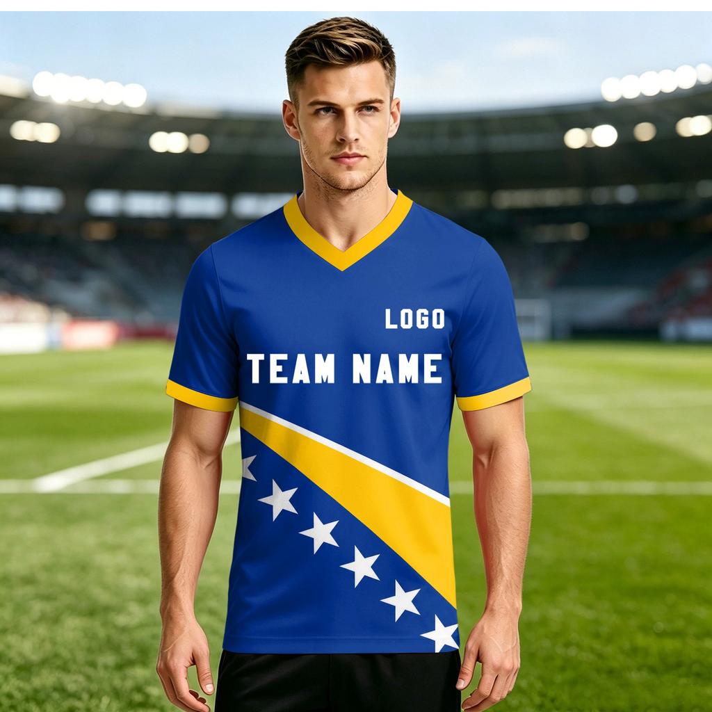 Retro Style International Soccer Fan Jersey Unisex Short Sleeve V Neck Team Shirt Personalized Number and Name Customizable Football Tee