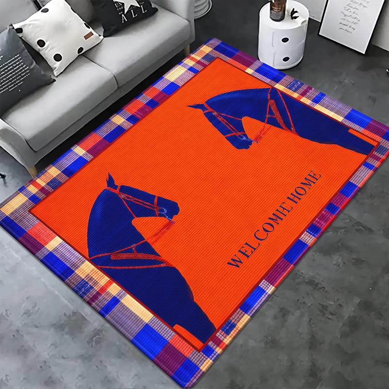 Bohemian Pony Print Rug Animal Pattern Non-Slip Carpet for Living Room Kids Bedroom Modern Home decorations Mat Baby Play Mat