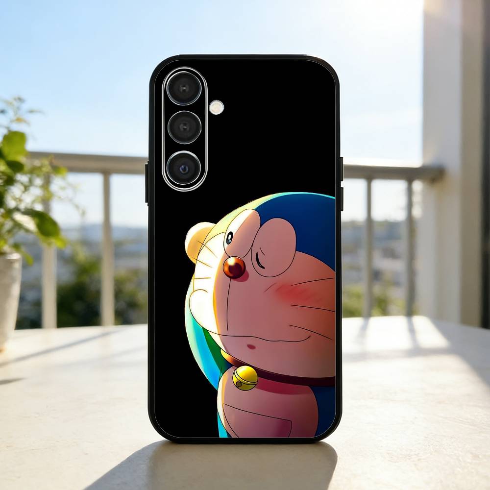 Cute Fat D-Doraemon Blue white Phone Case For Samsung A73,A21s,A22,A31,A32,A52,A53,A71,A80,Soft Black Shell