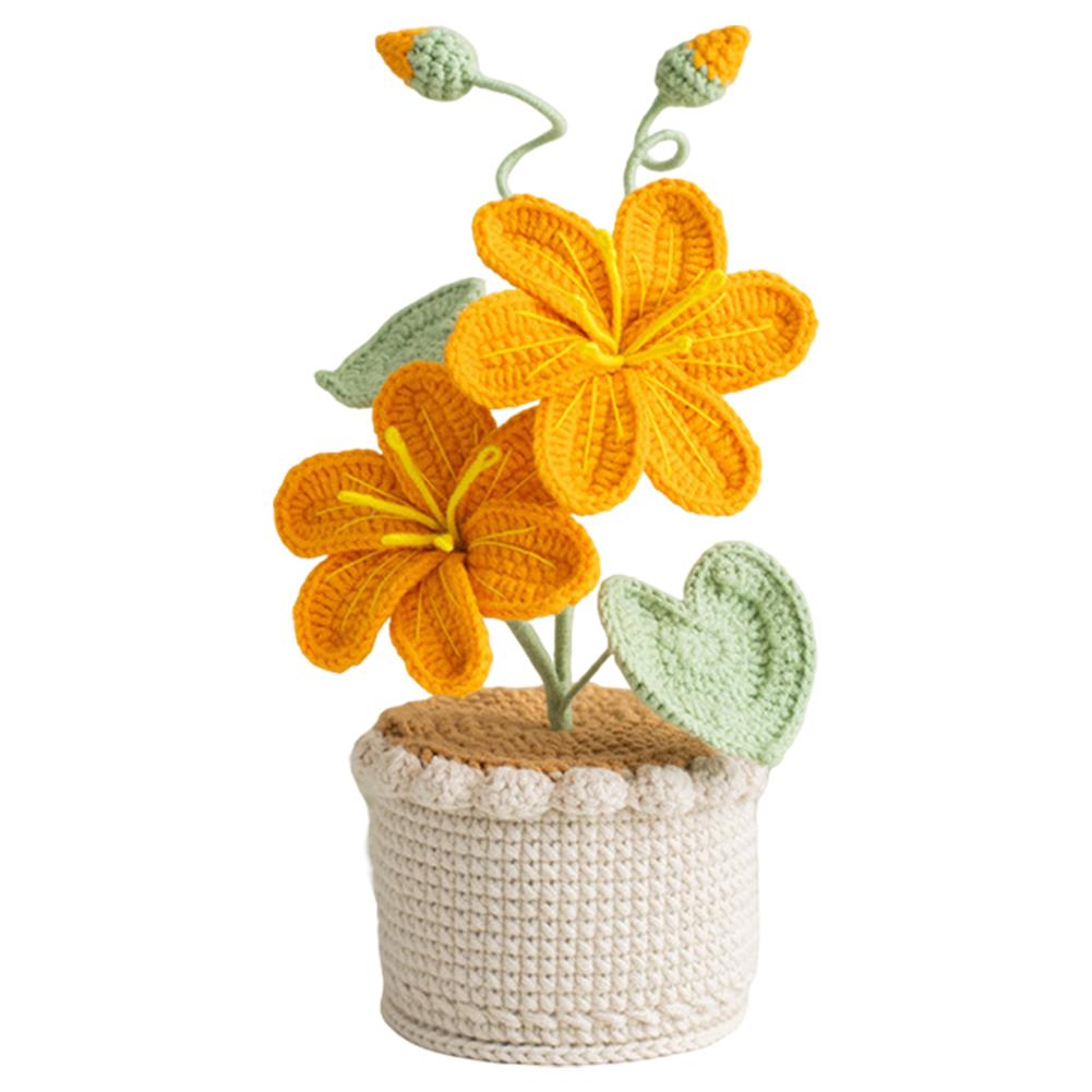 Knitted Flowers Decorations Decorative Crochet Flowers Potted Plants Knitted Artificial Flowers for Party Favors