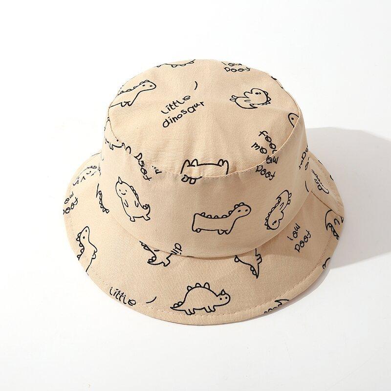 Cute Cartoon Dinosaur Baby Bucket Hat Sun Protection Soft Cotton Beach Cap For Kids Summer Outdoor Fisherman Hat