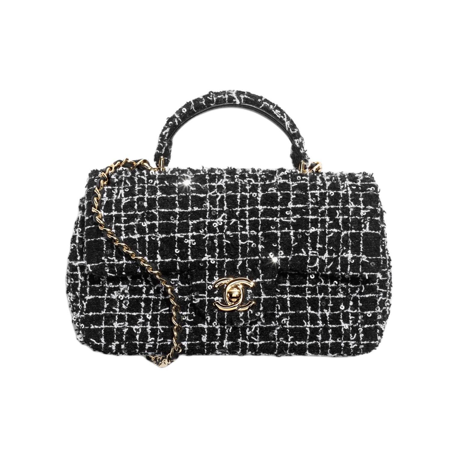 

Chanel Classic Flap CF 24P Весна Літо Міні Твід Бавовняна Твілова Золота Пряжка Шкіряний Ланцюжок Жіноча Сумка на Плече Ручна Сумка Чорний Білий Box(Basic Set+Box) чорний/білий