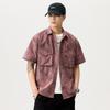 Summer Ice Silk Bubble Textured Pattern Shirt Lapel Loose Casual Short-sleeved Shirt Men