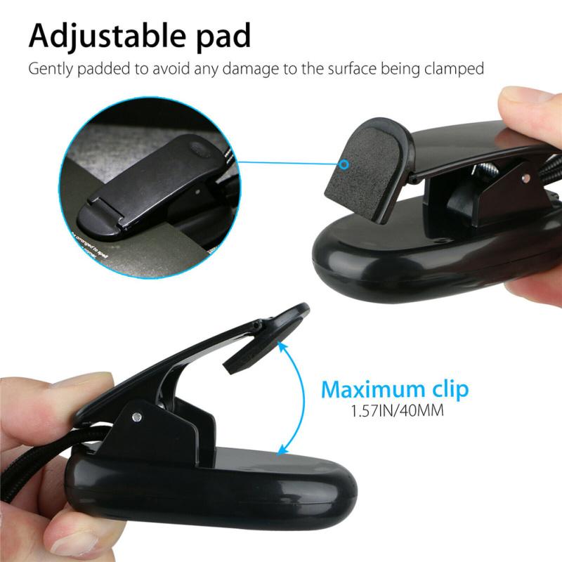 Clip-on Led Light 2pcs Arms Multipurpose Adjustable Dimmable Rechargeable Super Bright Reading Lamp