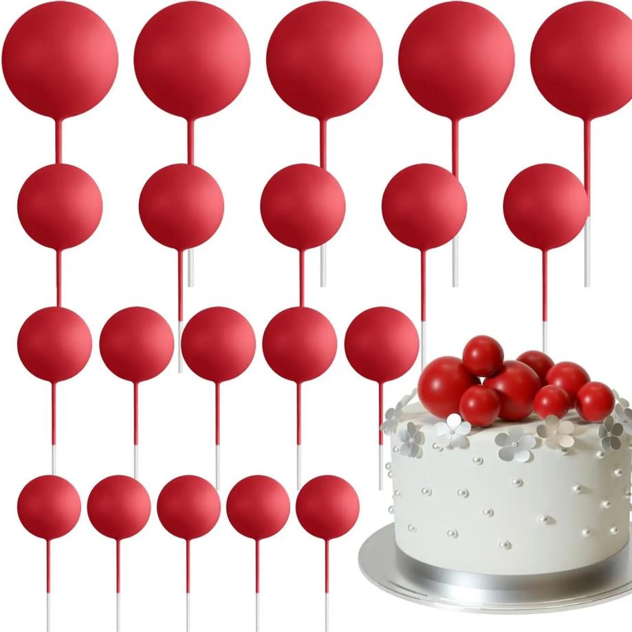 20 st Ball Cake Topper Dekorationer Mini Ballonger Cake Topper Sticks Guld Balls Cake Picks Cake Topper Balls Tårtdekorationer
