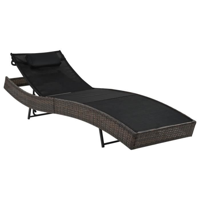 VidaXL Chaise longue avec oreiller Résine tressée Marron