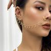 European & American Punk-Style Imitation Pearl Butterfly Tassel Earrings & Nose Clip for Women