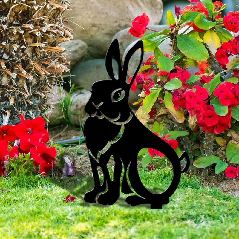 Rabbit Silhouette Yard Art Animals Garden Stakes Black Bunny Rabbit Garden Stake Rabbit Yard Decorations Outdoor Bunny Decor