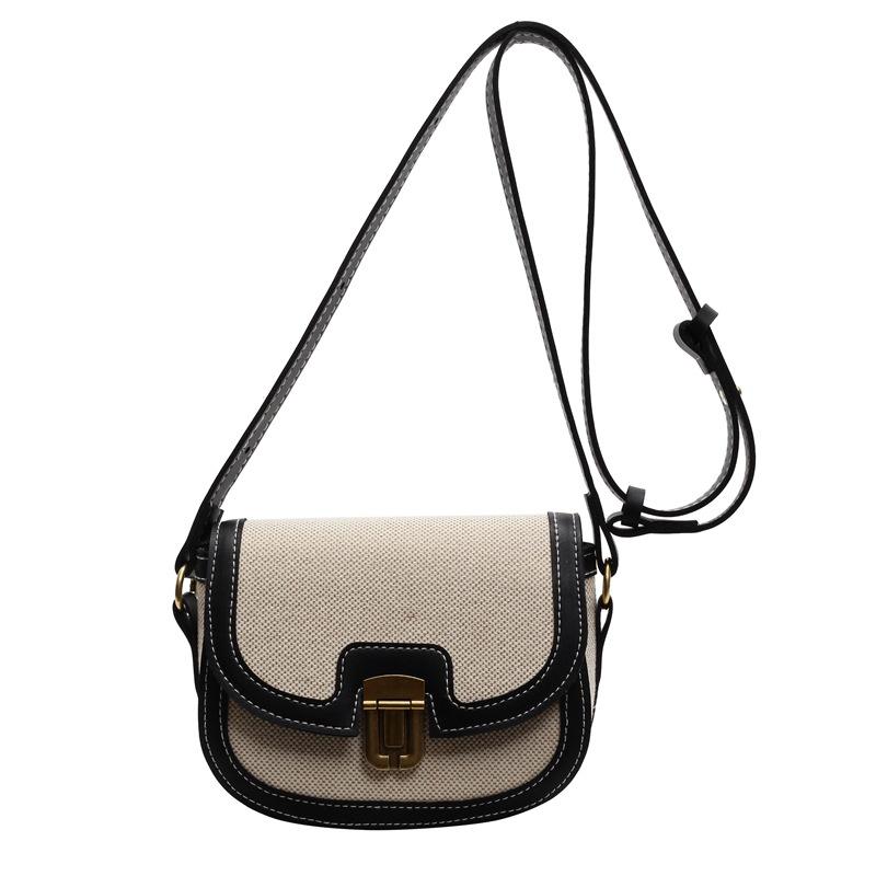 Summer new Korean niche contrasting color shoulder messenger bag fashionable retro saddle bag versatile underarm bag