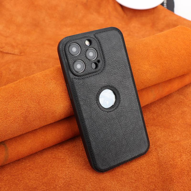 Suitable for Apple 15promax Phone Case Leather IPhone13 Full Cover 14/11 Missing Label 12 Business Leather Case