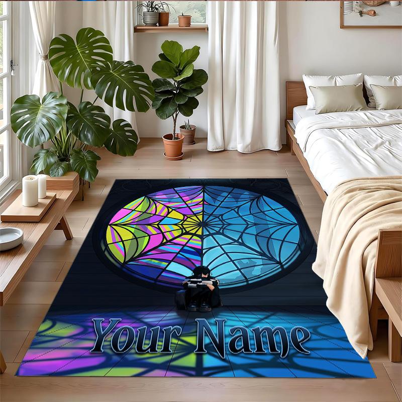 Crystal Velvet Rug Custom Name Text, Soft Non Slip Floor Mat Home DecorWednesday Addams