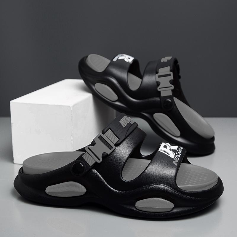 Fashion EVA Men Sandals Printed Height Increasing Thick Bottom Slippers Comfortable Breathable Outdoor Slippers