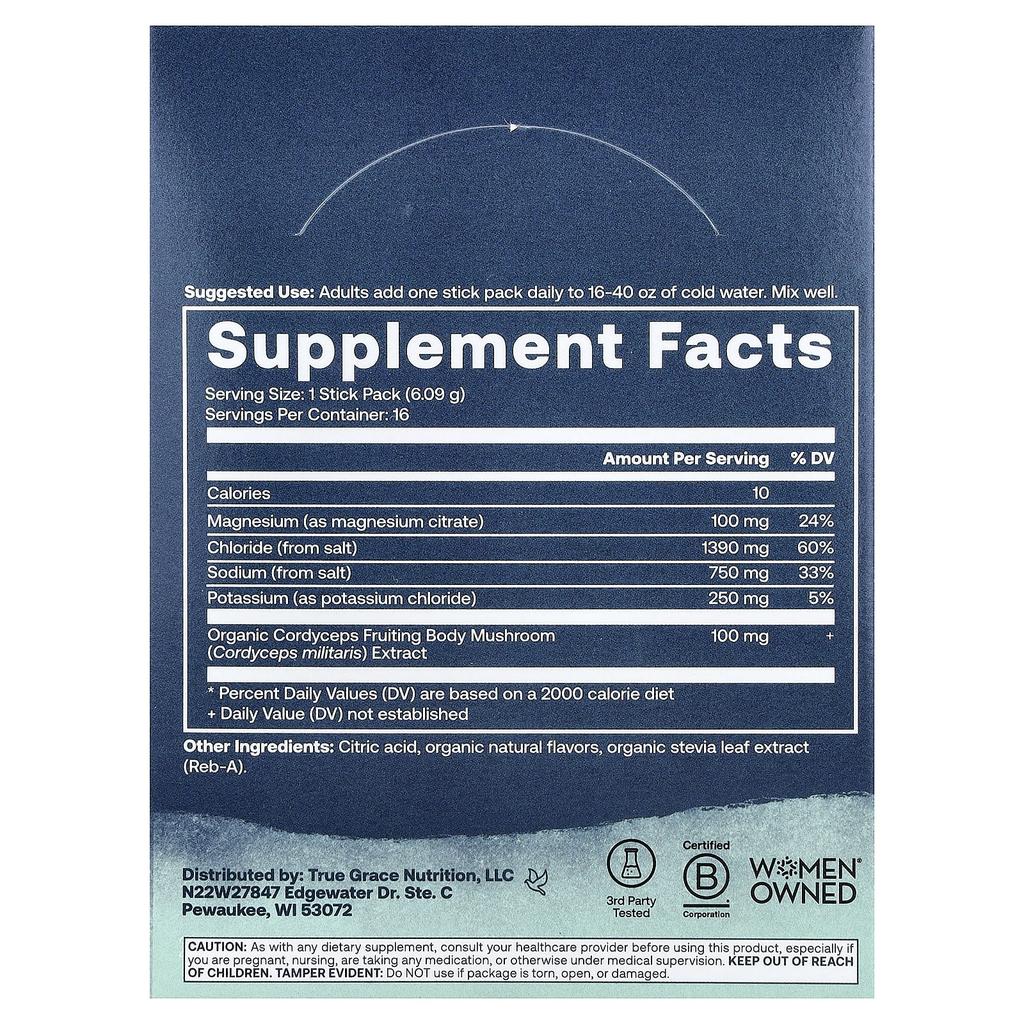 True Grace, ElectroMag™, Electrolyte Powder, Grapefruit, 16 Stick Packs, 6.09 g (0.21 oz) Each