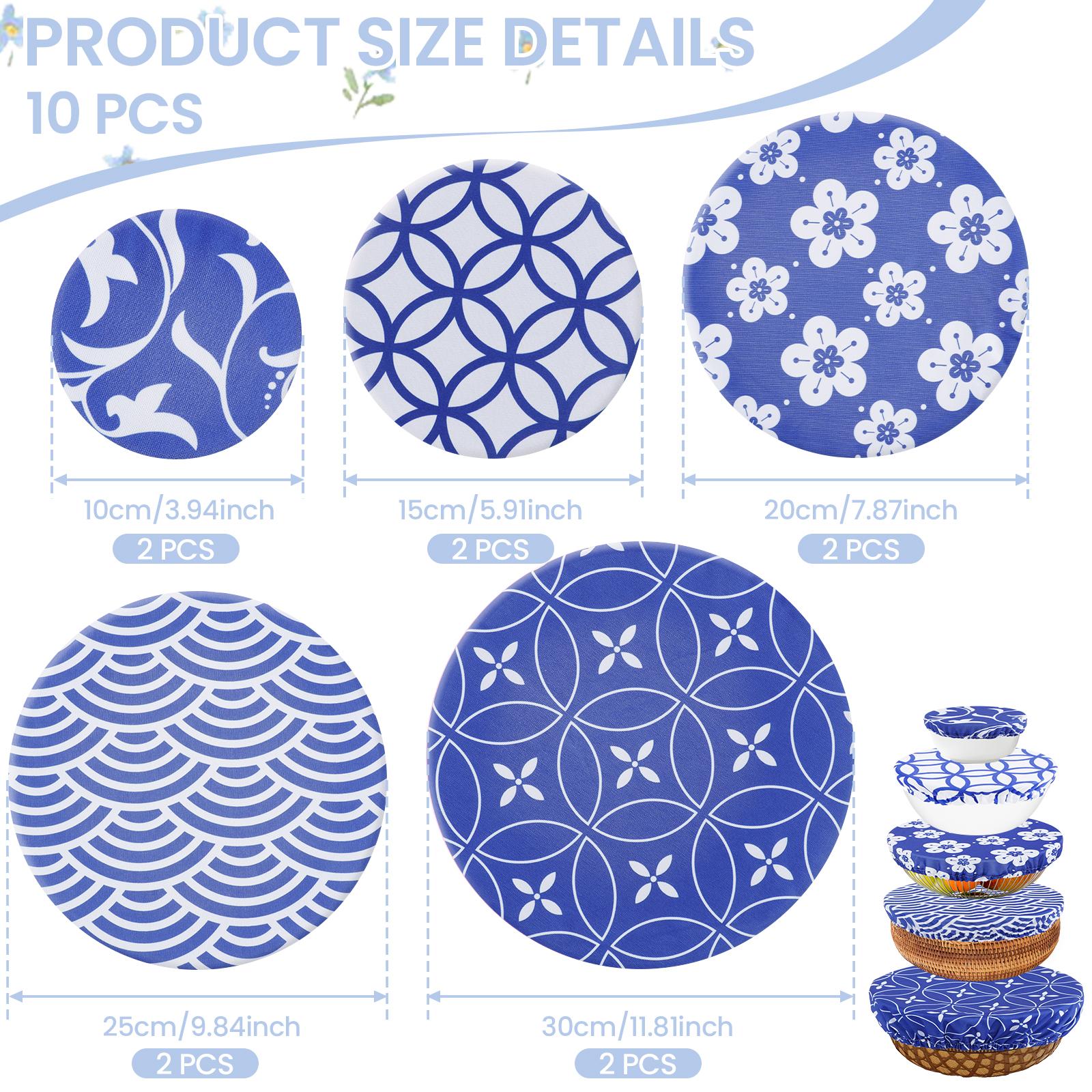 

10Pcs Food Container Lid Set Reusable Elastic Fabric Cover Elastic Edge Food Storage Bowl Cover for Glass Salad Bowl Jar