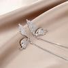 Silver Needle Asymmetrical Butterfly Tassel Earrings with Concave-Convex Texture and Long Stud Design